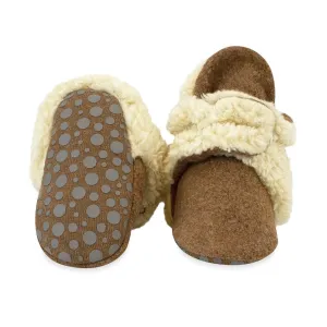 Cozie Fleece Furry-Lined Gripper Bootie - Heather Mocha by Zutano