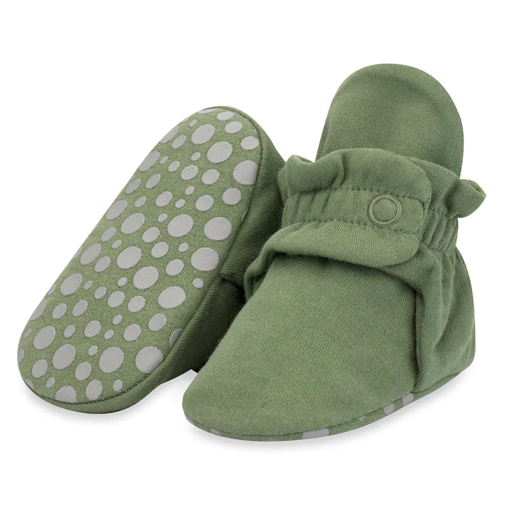 Organic Cotton Baby Booties - Olive